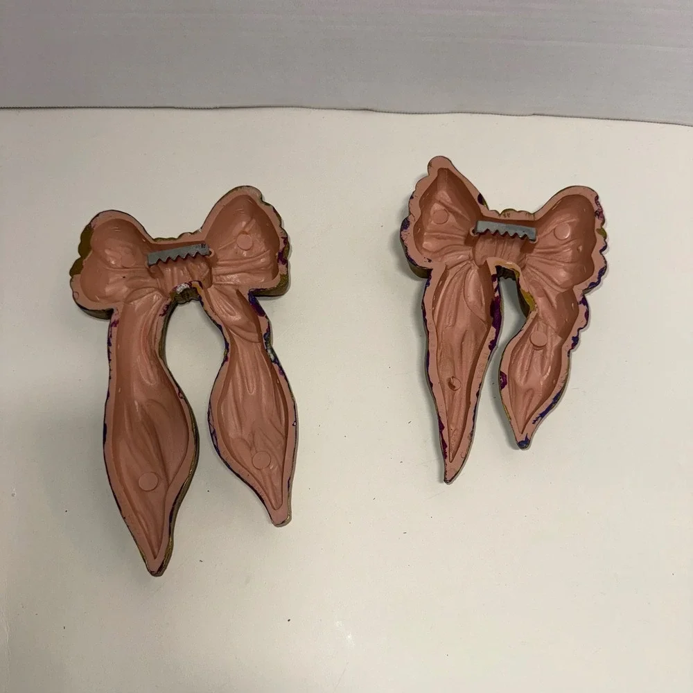 Vintage Gold Tone Bow Wall Decor Set‎ of 2 Coquette Hanging Accents HOMCO Style